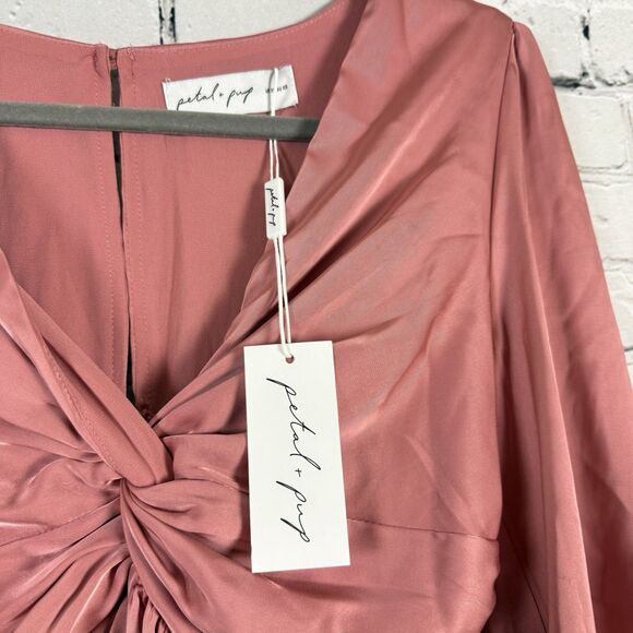 NWT Petal and Pup Noelle Twist Front Pleated Midi Dress In Blush Pink Womens XS - Picture 11 of 16
